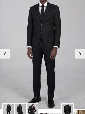 Alain Dupetit - Men’s Black Suit Slim 40R